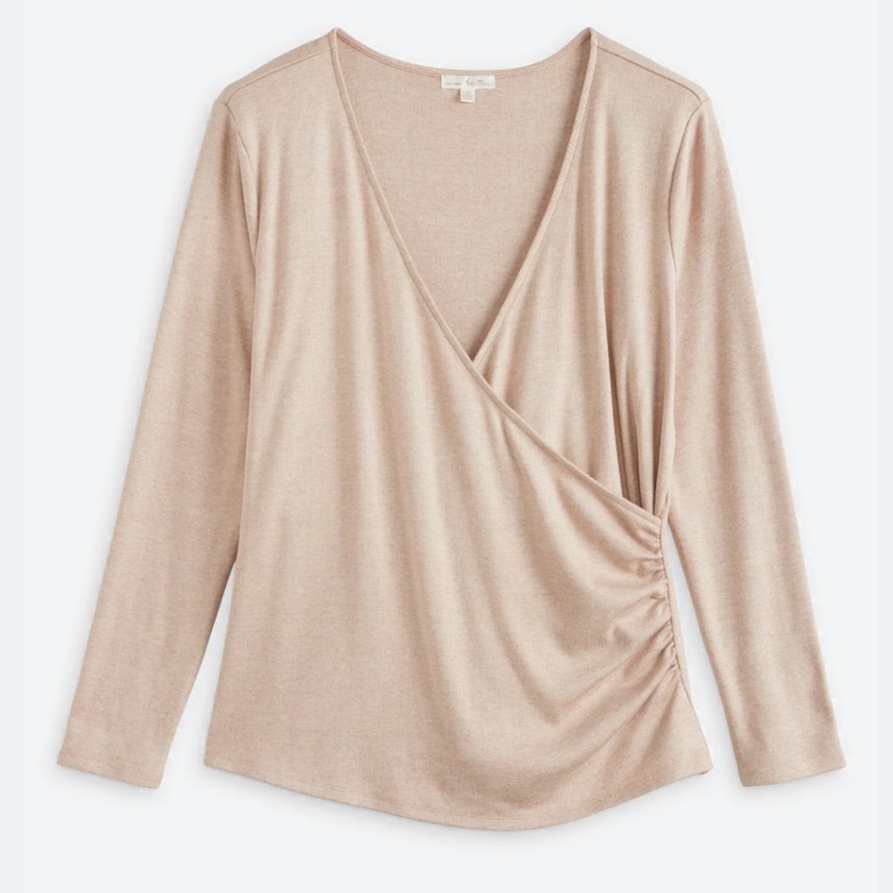 NINE BRITTON Long Sleeve Surplice Brushed Knit Top new small - Picture 1 of 12